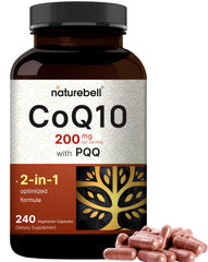 Front view of NatureBell CoQ10 200mg with PQQ capsules