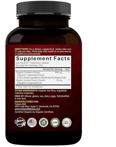 Sugar-free cranberry pills packaging front