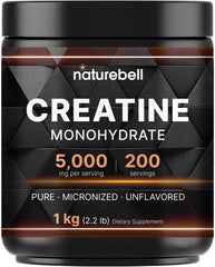 NatureBell Creatine Monohydrate 1000g bottle with scoop