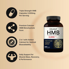 NatureBell HMB bottle displaying 300 capsules