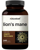 NatureBell Lions Mane Mushroom Capsules bottle with 240 capsules