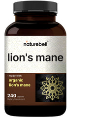 NatureBell Lions Mane Mushroom Capsules bottle with 240 capsules