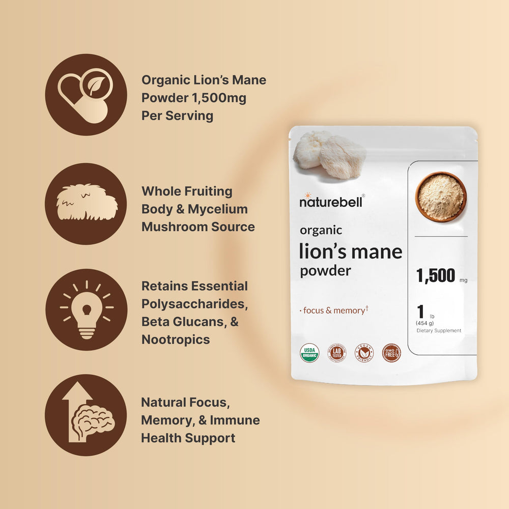 Organic Lion's Mane powder from fruiting body