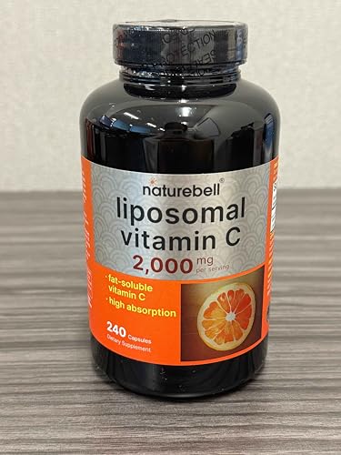 Back of NatureBell Liposomal Vitamin C 2000mg bottle showing label