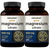 NatureBell magnesium citrate 500mg two-pack bottles on display