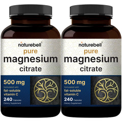 NatureBell magnesium citrate 500mg two-pack bottles on display