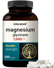 NatureBell Magnesium Glycinate 1000mg bottle and capsules - hero image