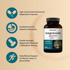 Close-up of NatureBell Magnesium Glycinate capsules