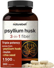 NatureBell Psyllium Husk Fiber bottle with 360 capsules