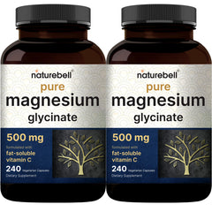 NatureBell magnesium glycinate bottle close-up, chelated for absorption