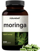 Front view of NatureBell Pure Moringa Capsules bottle