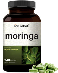 Front view of NatureBell Pure Moringa Capsules bottle