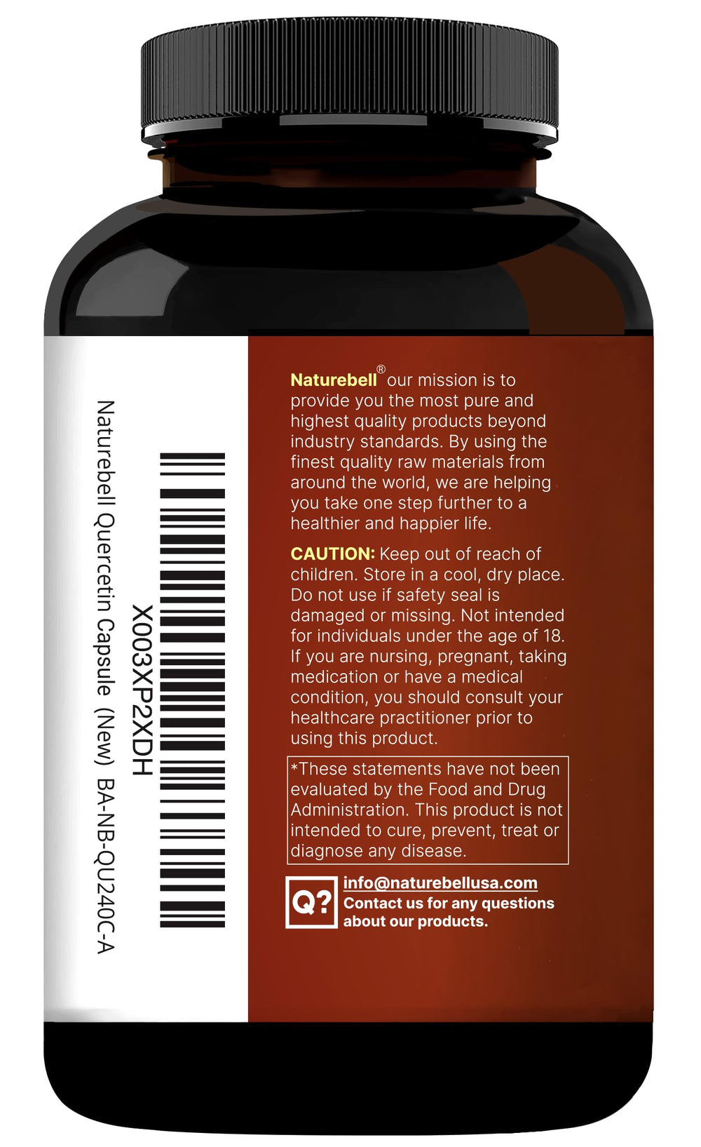 Ingredients and dosage information for NatureBell Quercetin