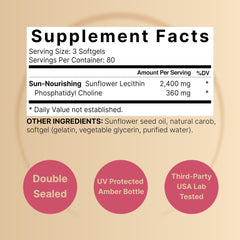 Label highlighting 360mg phosphatidylcholine per serving
