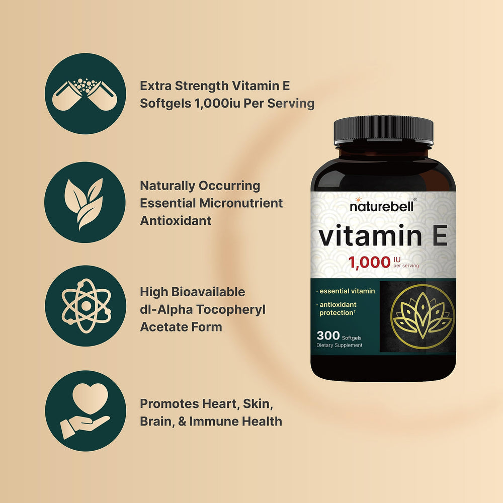 NatureBell Vitamin E Softgels packaging and ingredients