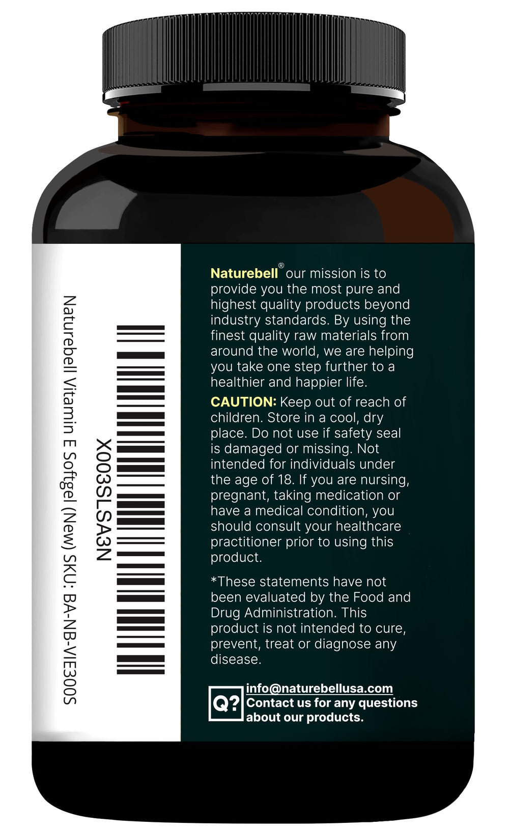 Third-party lab test certificate for NatureBell Vitamin E Softgels