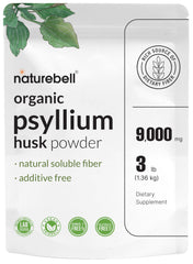 Front view of NatureBell Psyllium Husk Fiber Powder 3 lb container