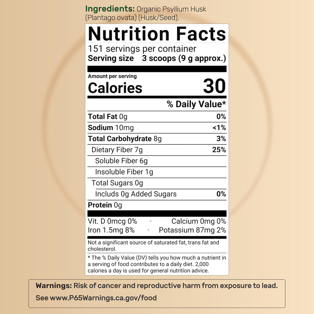 Close-up of psyllium husk powder on a spoon