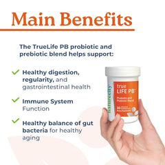 Close-up of 30 BILLION CFUs and 6 probiotic strains on label