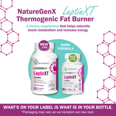 NatureGenX LeptinXT tablet closeup shows easy-to-take capsules for weight management.