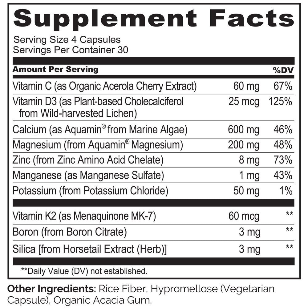 Calcium sourced from marine algae used in Naturelo supplement