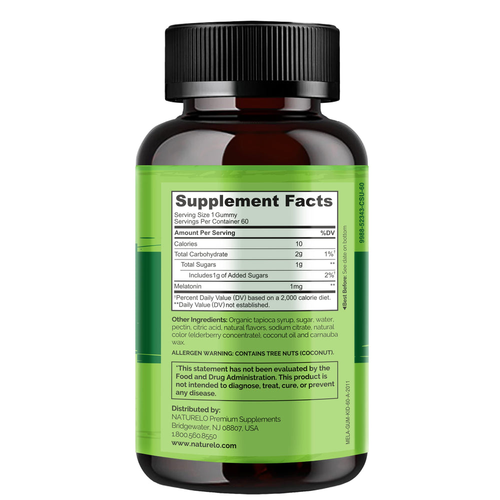 Close-up of a single 1 mg melatonin gummy for kids