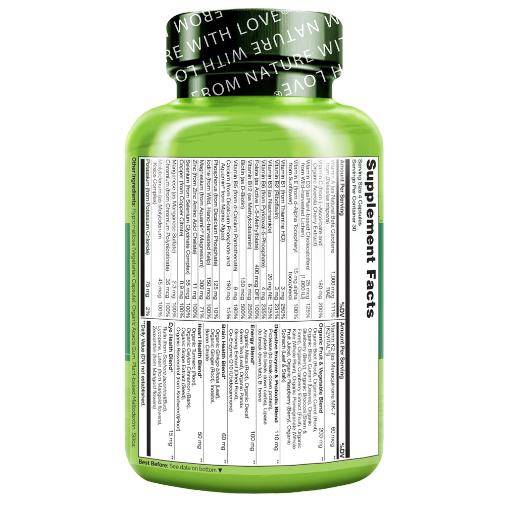 Plant-based nutrition philosophy illustration for Naturelo multivitamins