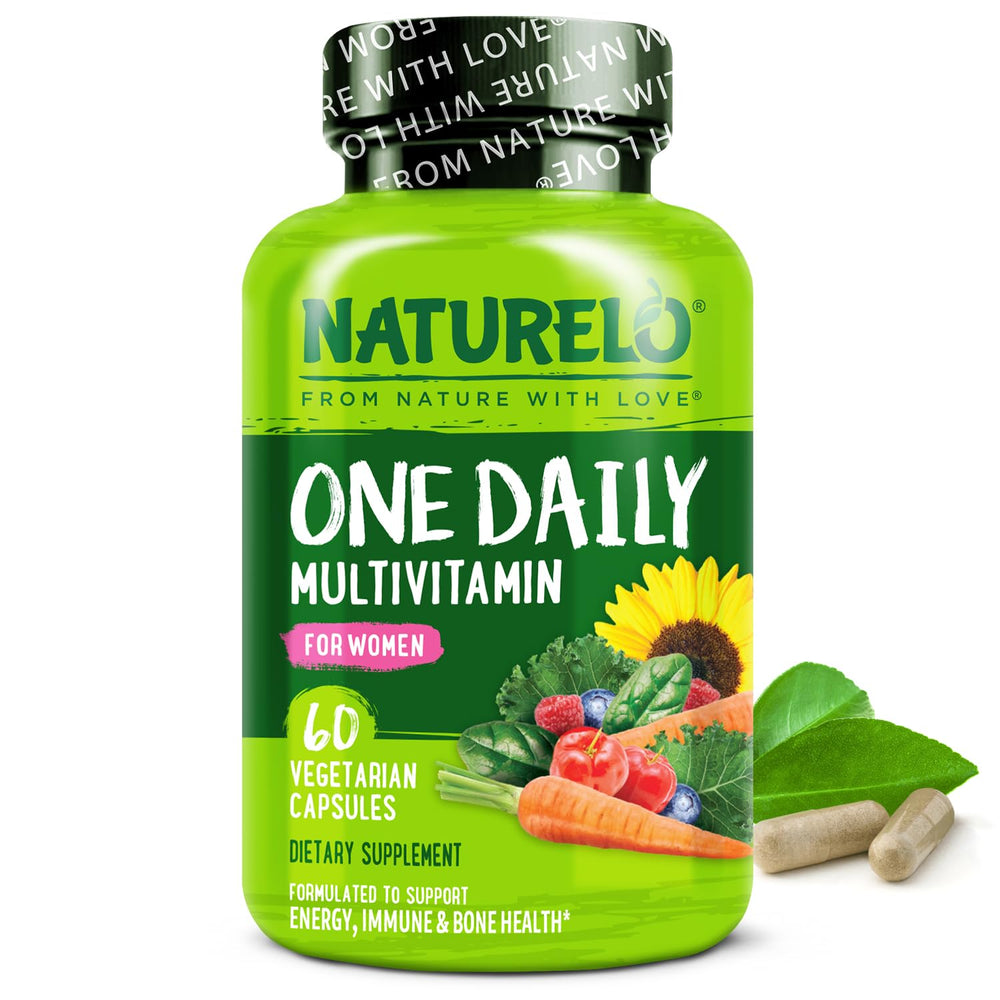 Front view of NATURELO One Daily Multivitamin for Women 60 count packaging
