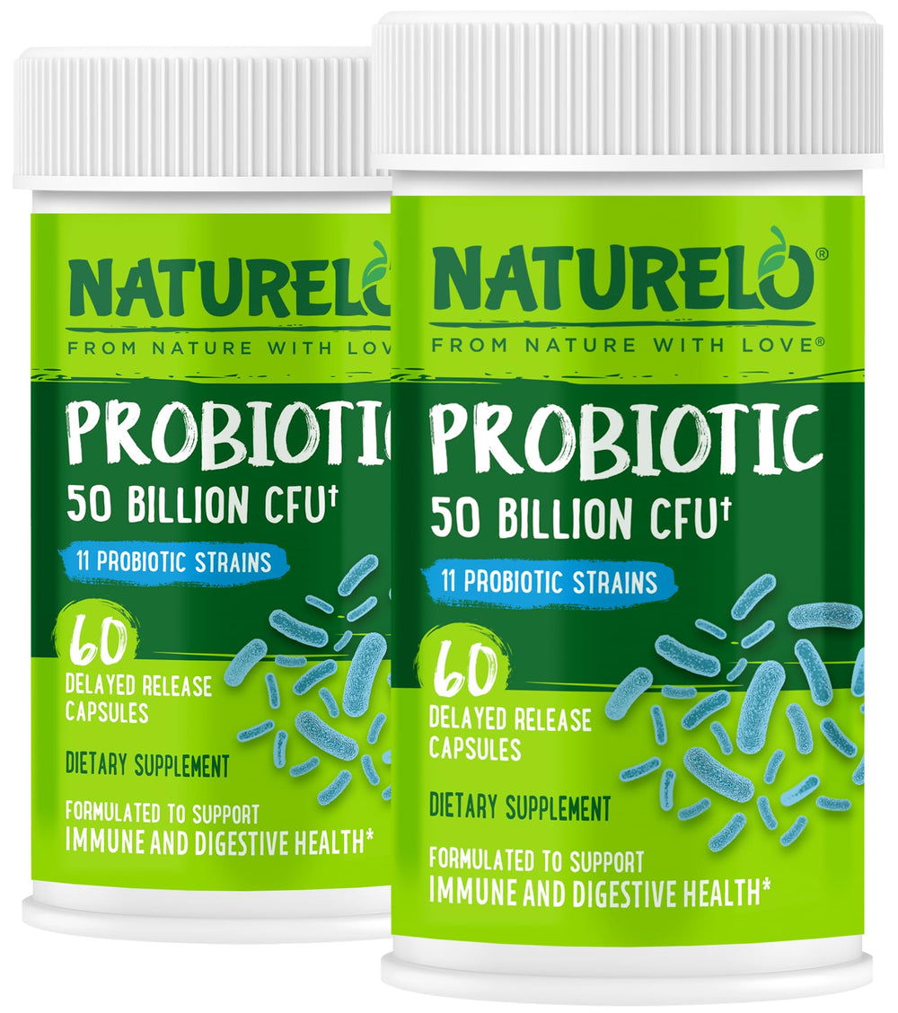 Naturelo Probiotics 50 Billion CFU with 11 strains — vegetarian capsules, pack of 2
