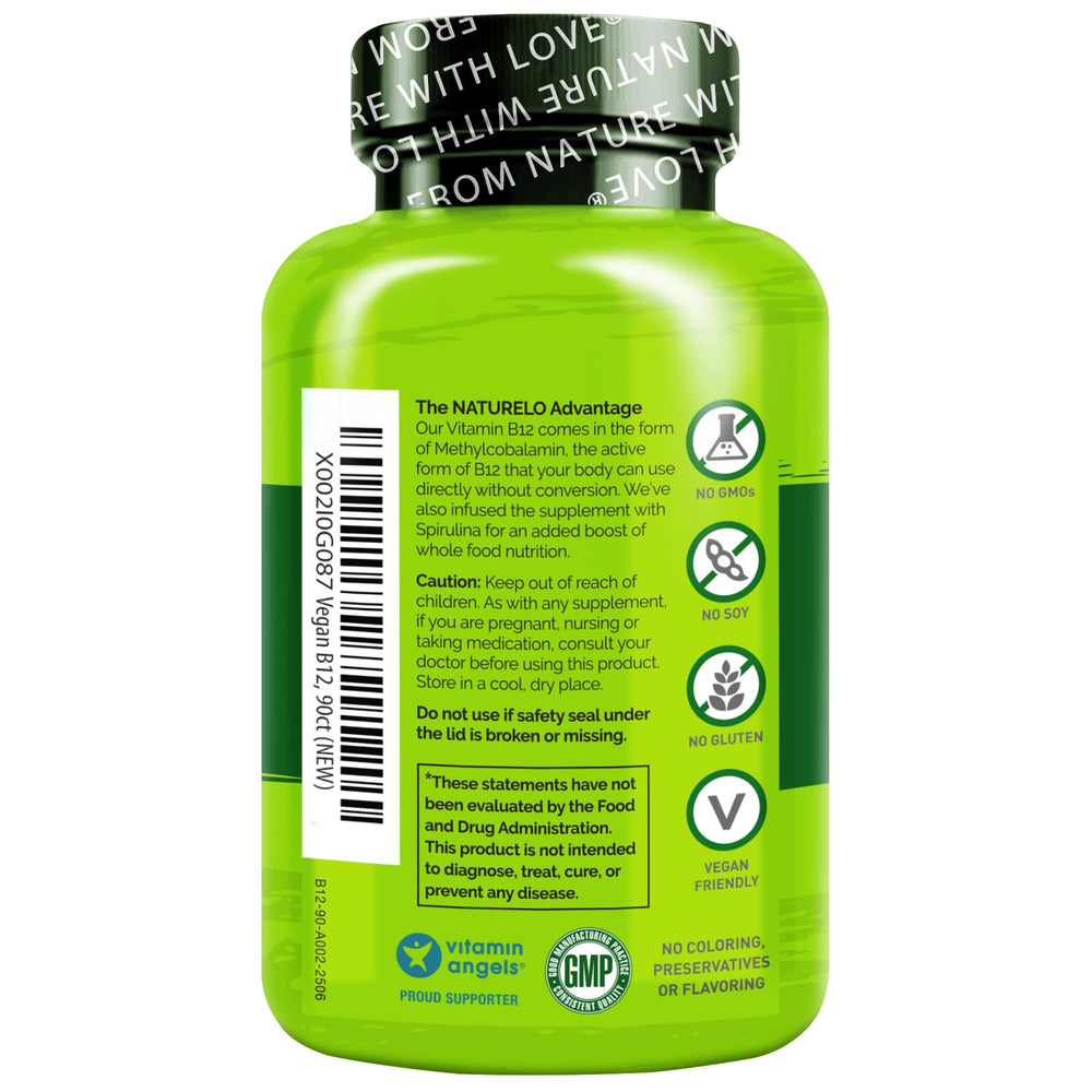 Organic spirulina with methylcobalamin for Naturelo B12