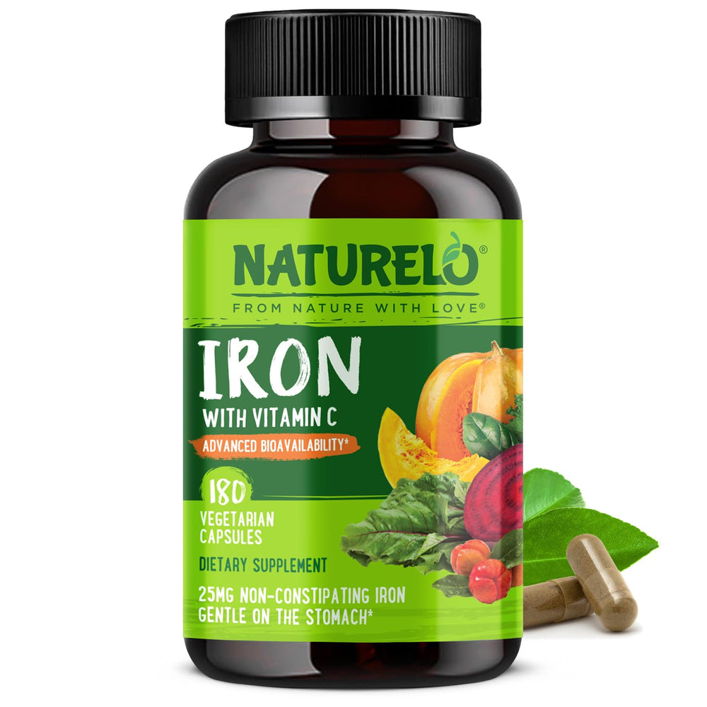 Naturelo Vegan Iron main bottle with 180 mini capsules