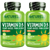 Bottle of Naturelo Vitamin D3 5000 IU plant-based from lichen