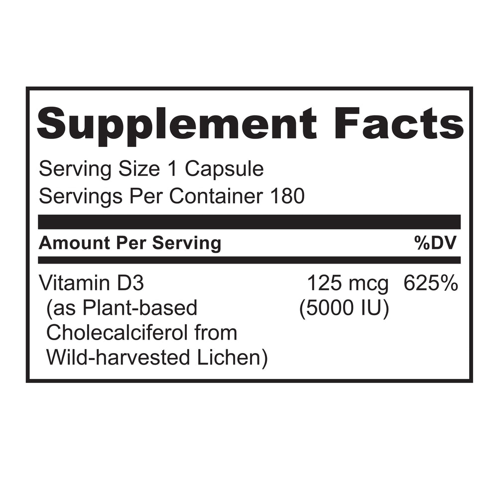 Naturelo Vitamin D3 5000 IU ingredients panel