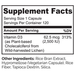 Naturelo Vitamin D3 2500 IU bottle close-up
