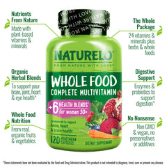 Naturelo bottle showing 120 vegan capsules