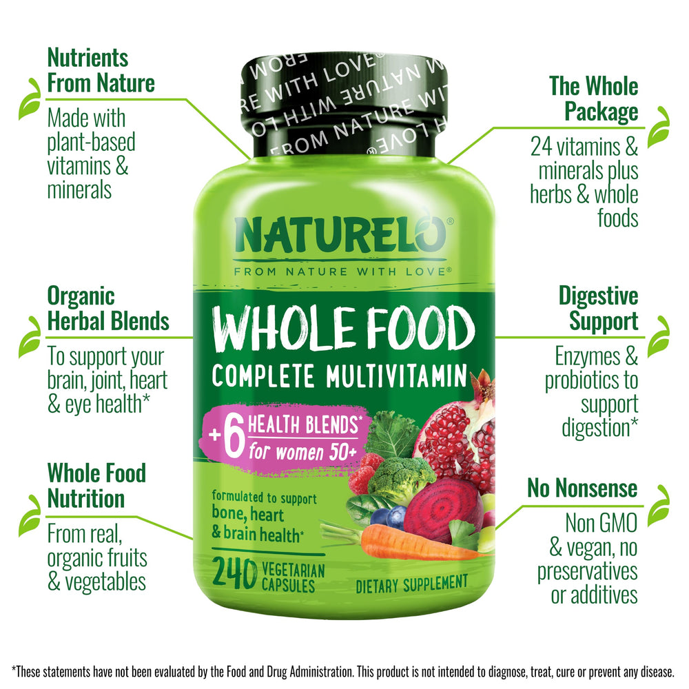 Whole-food fruits and vegetables in Naturelo formula