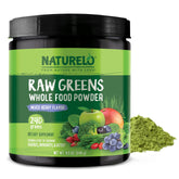 NATURELO Raw Greens Powder 240g Mixed Berry front bottle