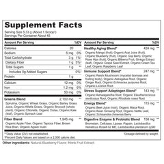 Illustration of spirulina, barley grass and alfalfa among greens