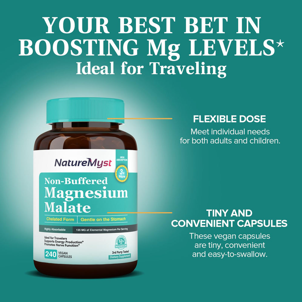 Vegan capsules of NatureMyst Magnesium Malate