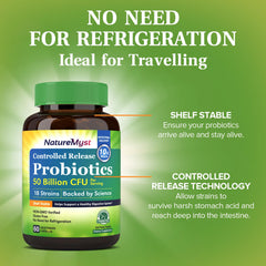 Non-GMO and gluten-free NatureMyst Probiotics label