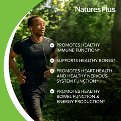 NaturesPlus magnesium 200 mg bottle close-up with gluten-free labeling