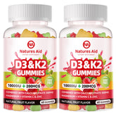 Front view of Natures Aid Sugar-Free D3 K2 Gummies 120-count bottle