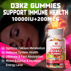 Vegan D3K2 gummies with zinc and peach flavor