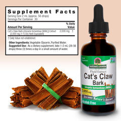 Nature's Answer Cat's Claw bottle pour demonstrates convenient tincture use.