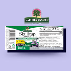 Nature's Answer skullcap alcohol-free 1oz bottle label