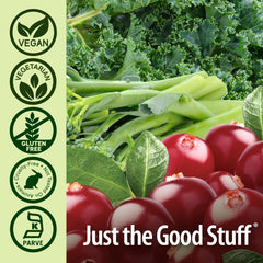 Non-GMO, gluten-free, vegan multivitamin icons