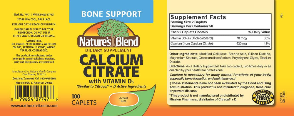 Label shows 630 mg Calcium and 400 IU Vitamin D-3