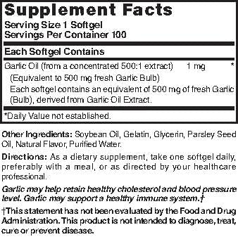Garlic oil softgel capsules by Nature's Blend - 100 count