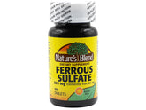 Nature's Blend Ferrous Sulfate 325mg bottle label