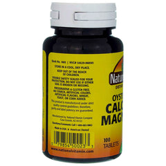 Label for Nature's Blend Oyster Shell Calcium & Magnesium 100 Tabs